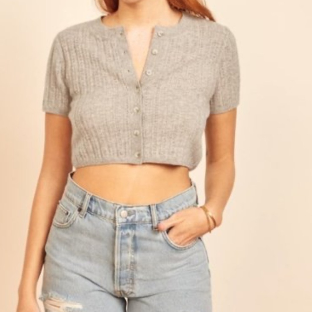 Reformation Cropped Cashmere Cardigan